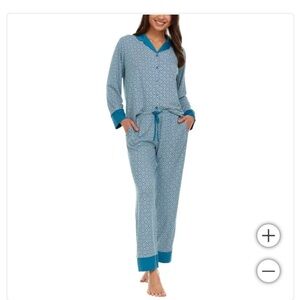 Flora Nikrooz Women's Satin Trim Notch Collar PJ Set M lightweight summer spring